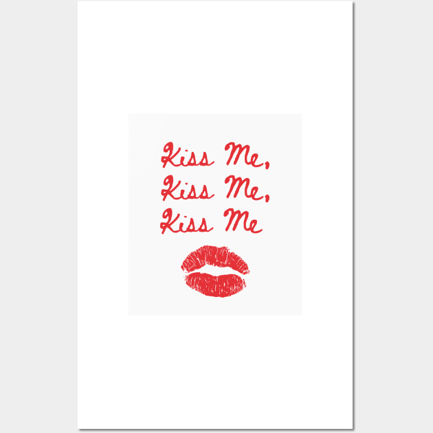 Kiss Me Kiss Me Kiss Me Print White and Red Wall Art by madiwestdal